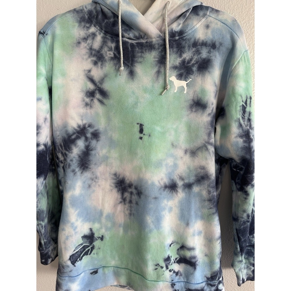 Women's Victoria's Secret PINK Pullover XS Tie Dye Hoodie Logo Pockets